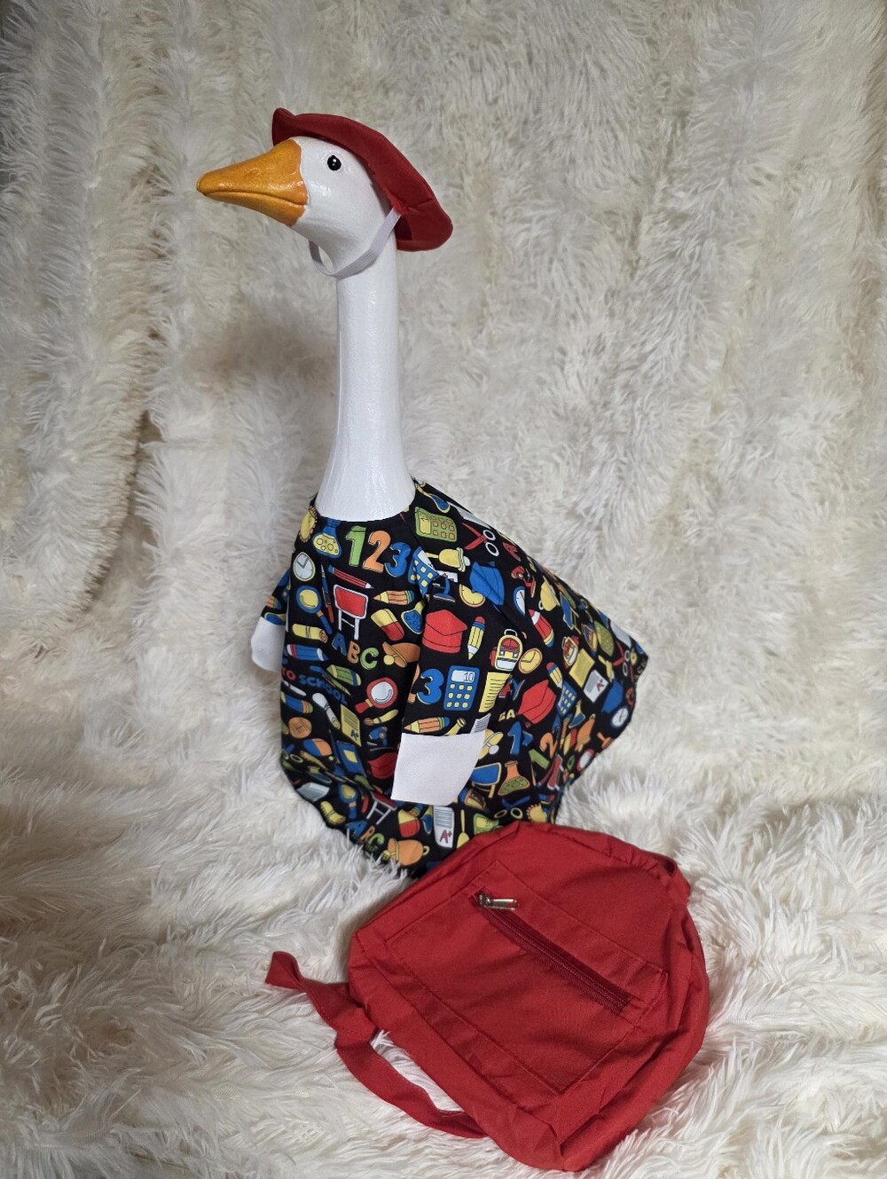 19" Handmade School-Themed Outfit with Red Hat